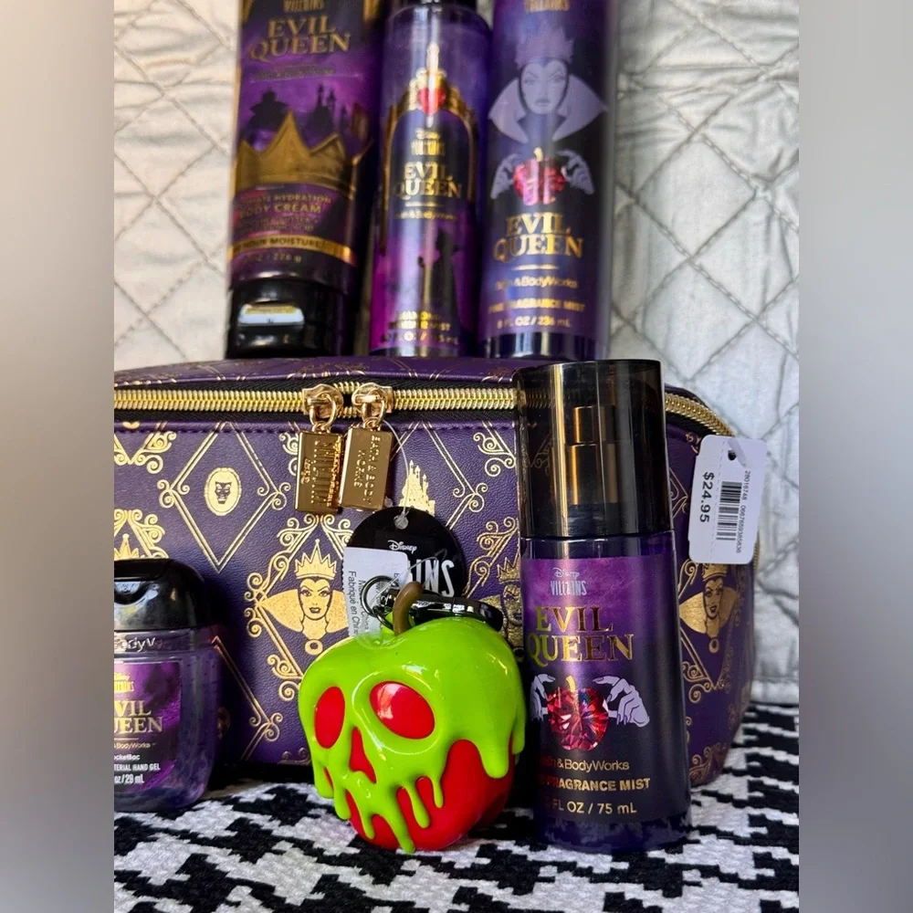NEW B&BW 8pc Evil Queen Body Care Set & NWT Large  Cosmetic Bag, Disney Villains - Picture 3 of 12